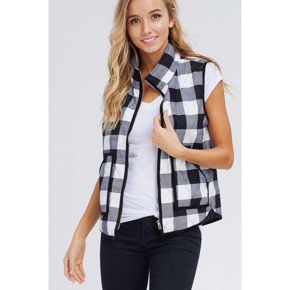 Black and white plaid vest - Picture 5 of 8